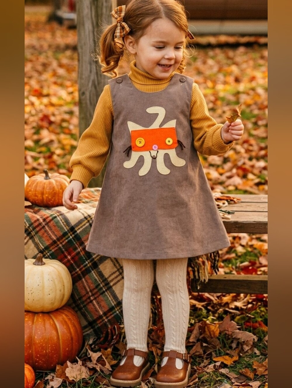 Vintage 70's Chocolate Soup Toddler Girls Cat A-line Brown Dress 3T Retro Mod